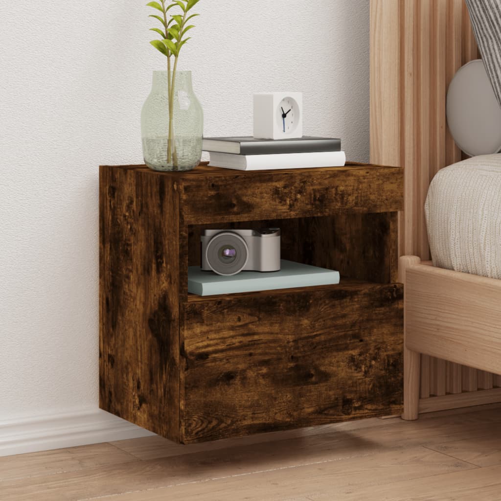 TV Wall Cabinets with LED Lights 40x30x40 cm 2 pcs Smoked oak