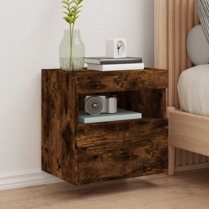 TV Wall Cabinets with LED Lights 40x30x40 cm 2 pcs Smoked oak