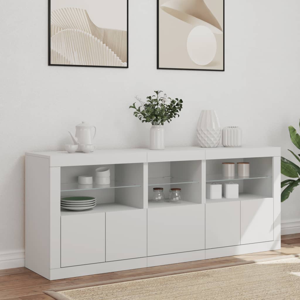 Sideboard with LED Lights 162x37x67 cm White