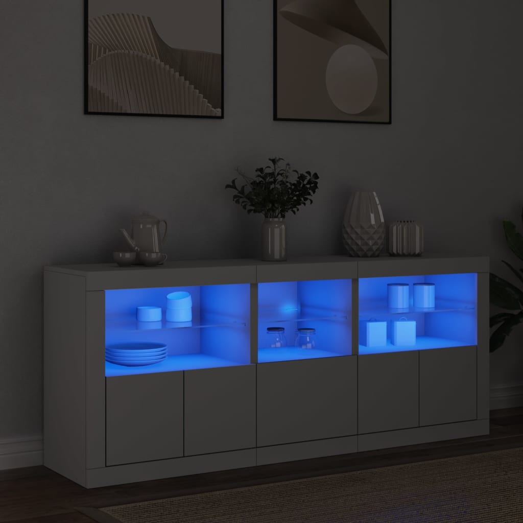 Sideboard with LED Lights 162x37x67 cm White
