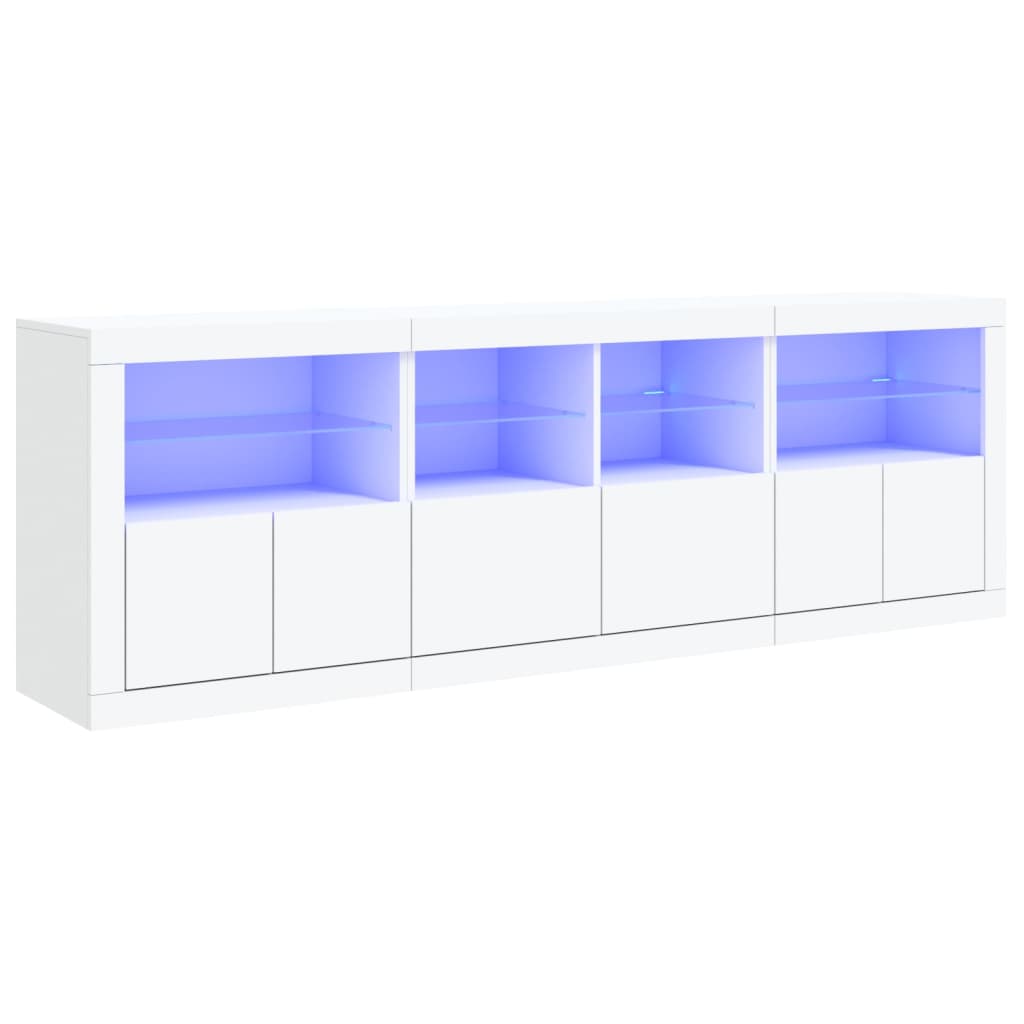 Sideboard with LED Lights 202x37x67 cm White