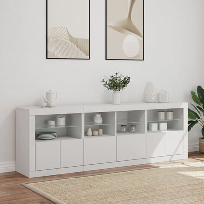 Sideboard with LED Lights 202x37x67 cm White