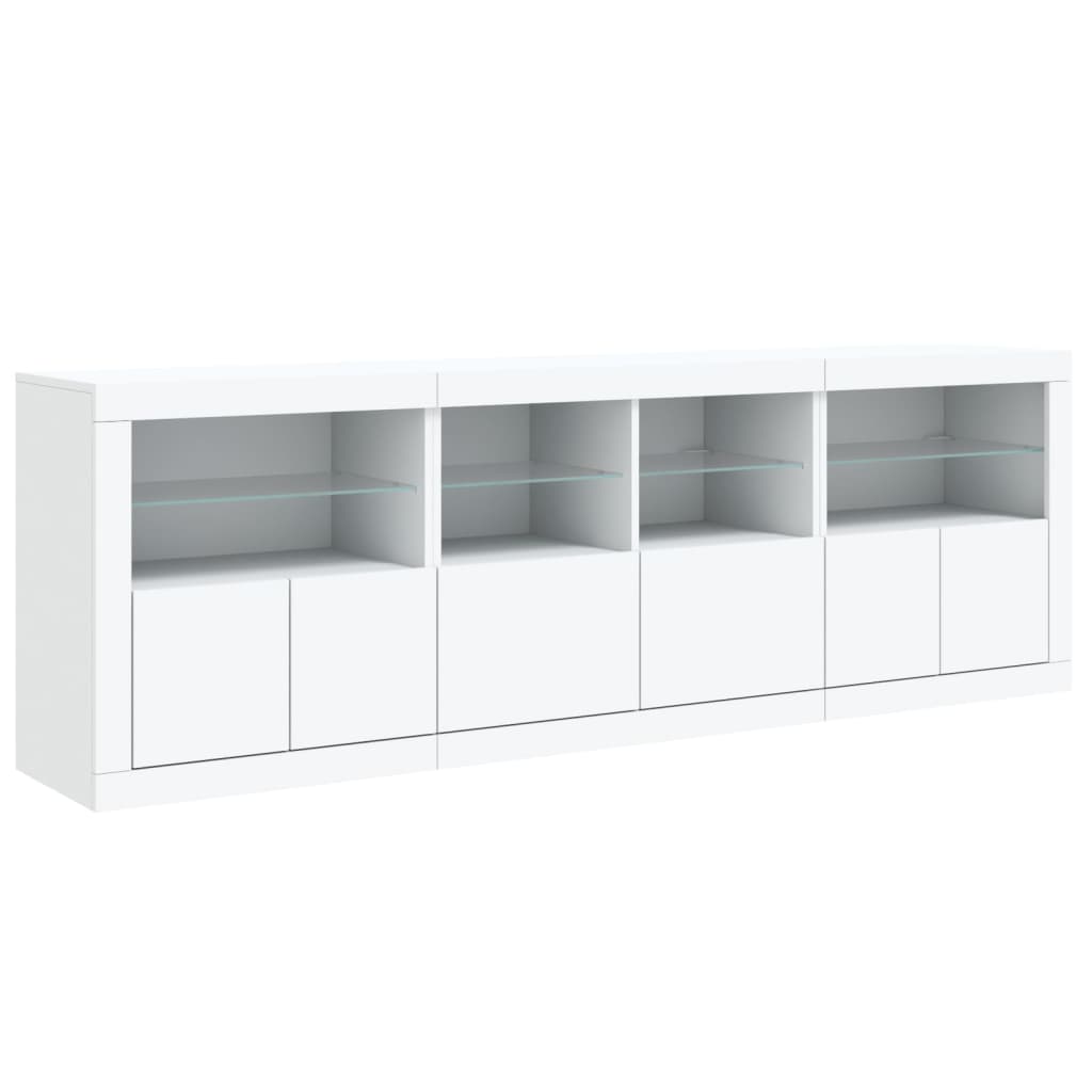 Sideboard with LED Lights 202x37x67 cm White