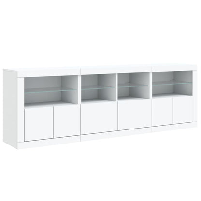 Sideboard with LED Lights 202x37x67 cm White