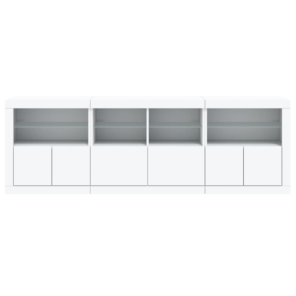 Sideboard with LED Lights 202x37x67 cm White