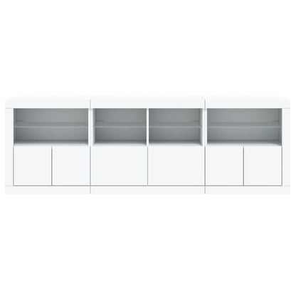 Sideboard with LED Lights 202x37x67 cm White