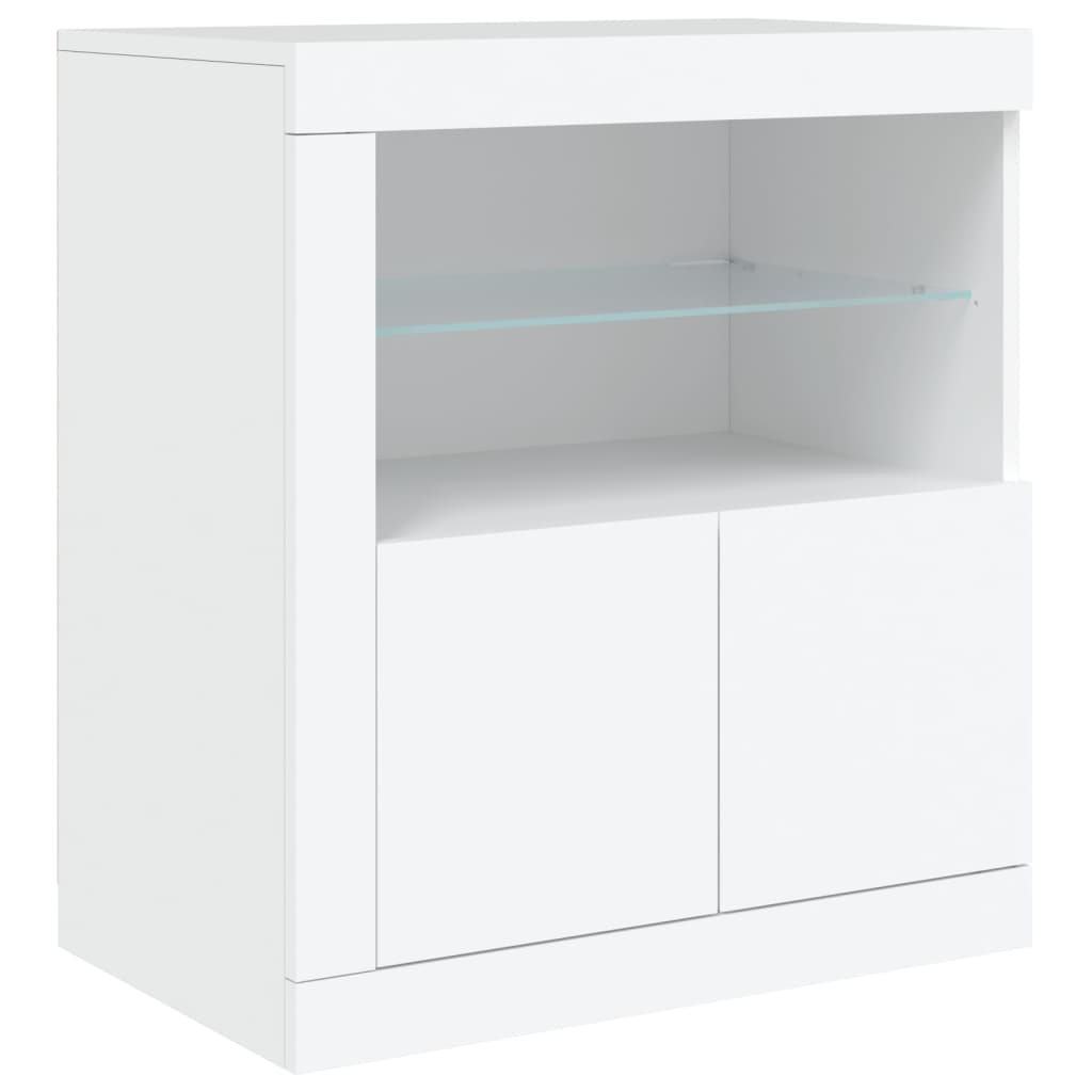 Sideboard with LED Lights 202x37x67 cm White