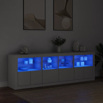 Sideboard with LED Lights 202x37x67 cm White