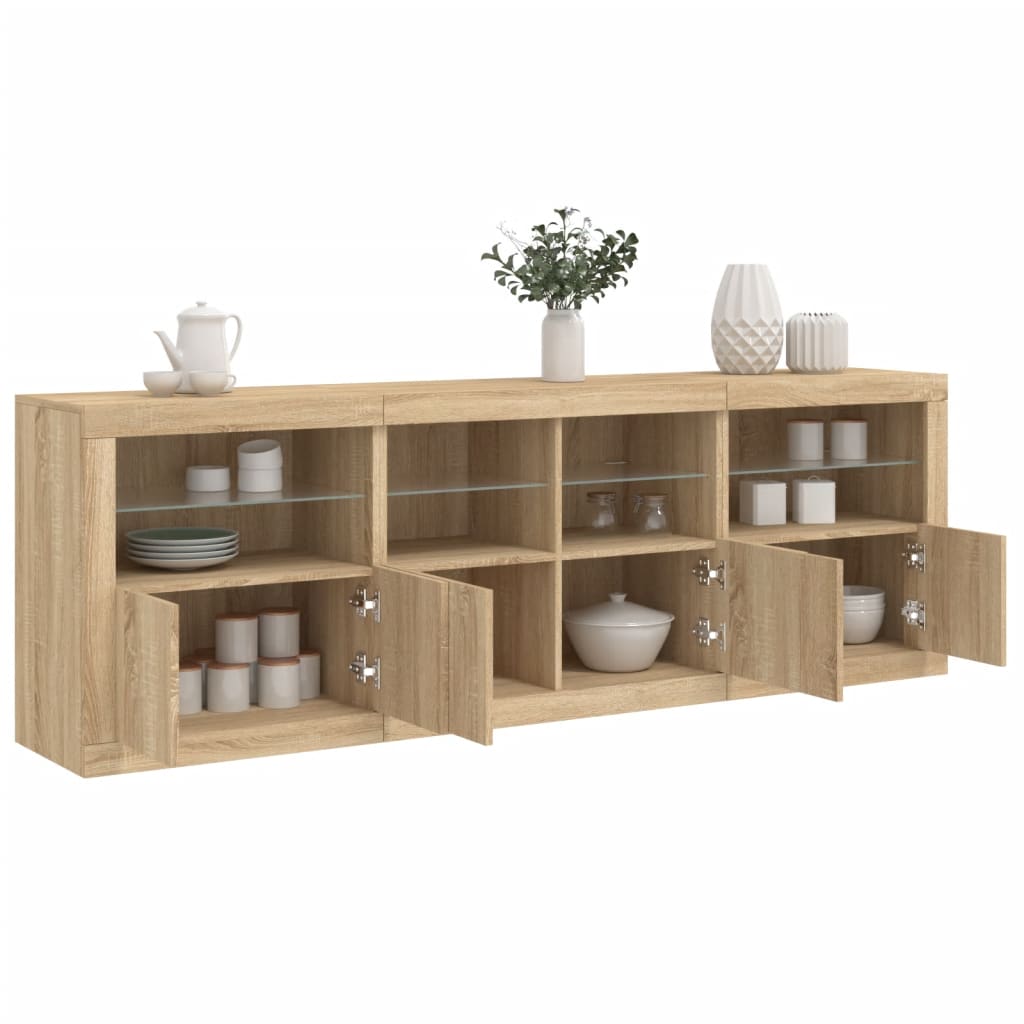 Sideboard with LED Lights 202x37x67 cm Sonoma oak