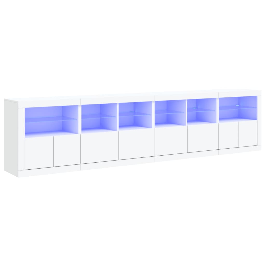 Sideboard with LED Lights 283x37x67 cm White