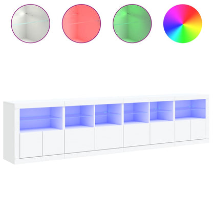 Sideboard with LED Lights 283x37x67 cm White