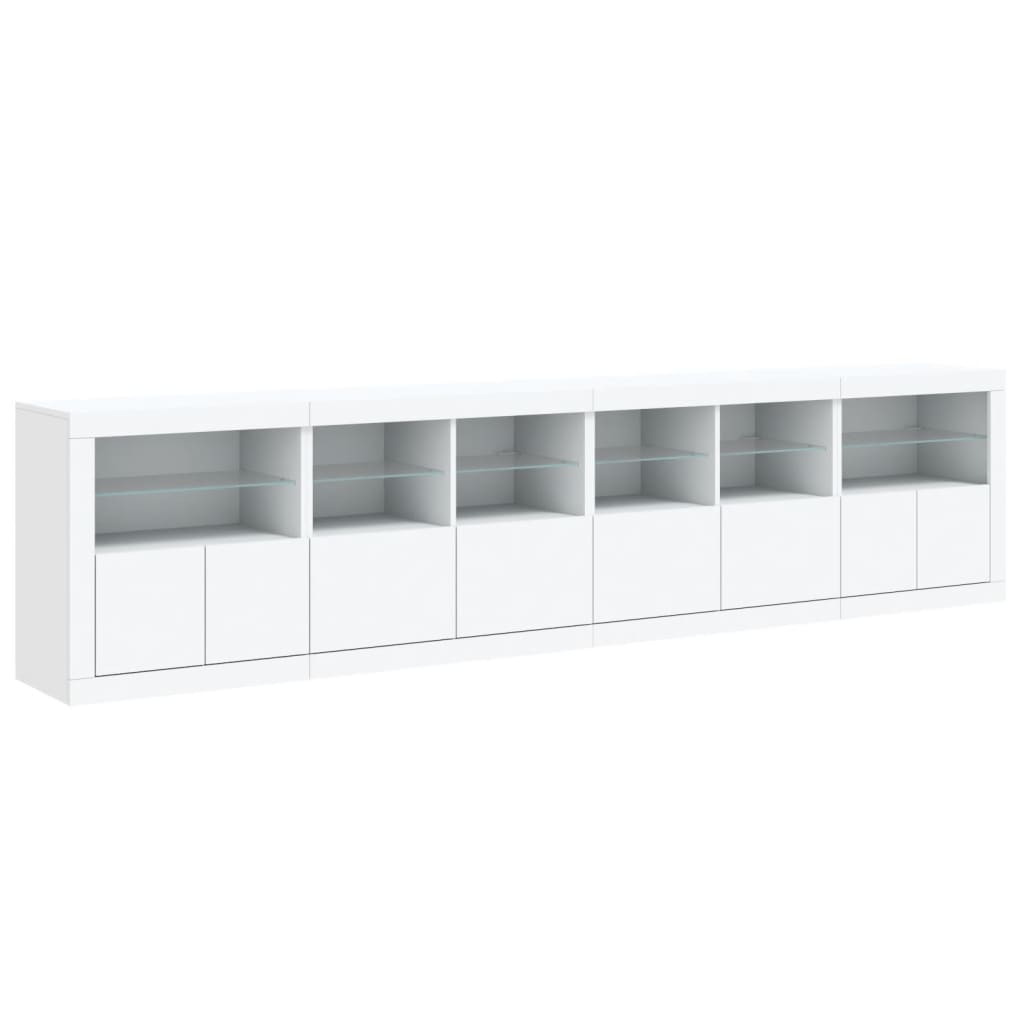 Sideboard with LED Lights 283x37x67 cm White