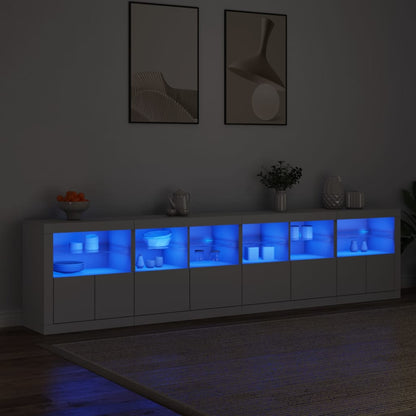 Sideboard with LED Lights 283x37x67 cm White