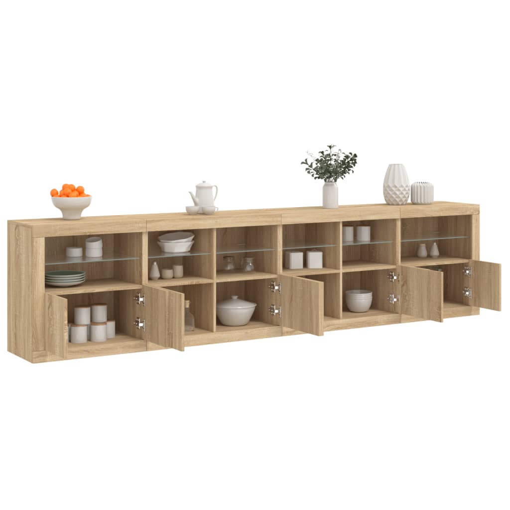 Sideboard with LED Lights 283x37x67 cm Sonoma oak