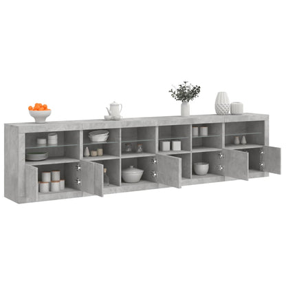 Sideboard with LED Lights 283x37x67 cm Concrete grey