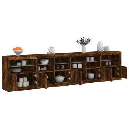 Sideboard with LED Lights 283x37x67 cm Smoked oak