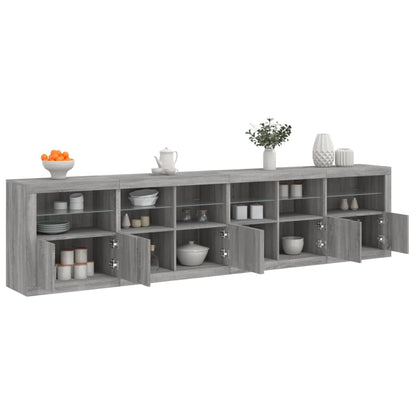 Sideboard with LED Lights 283x37x67 cm Grey sonoma