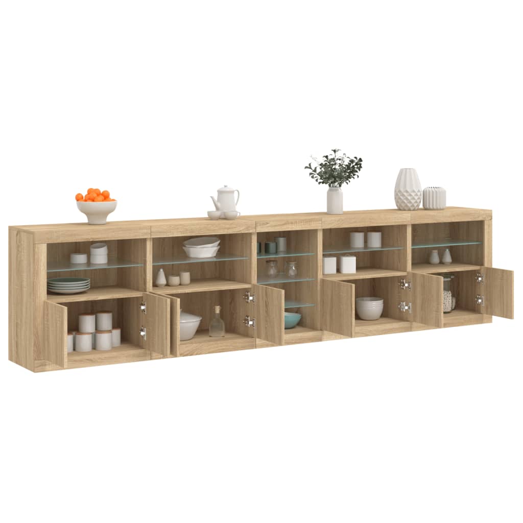 Sideboard with LED Lights 283x37x67 cm Sonoma oak