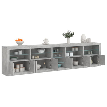 Sideboard with LED Lights 283x37x67 cm Concrete grey