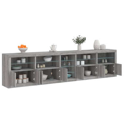 Sideboard with LED Lights 283x37x67 cm Grey sonoma