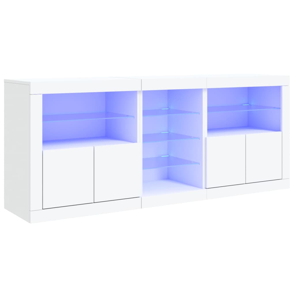 Sideboard with LED Lights 162x37x67 cm White