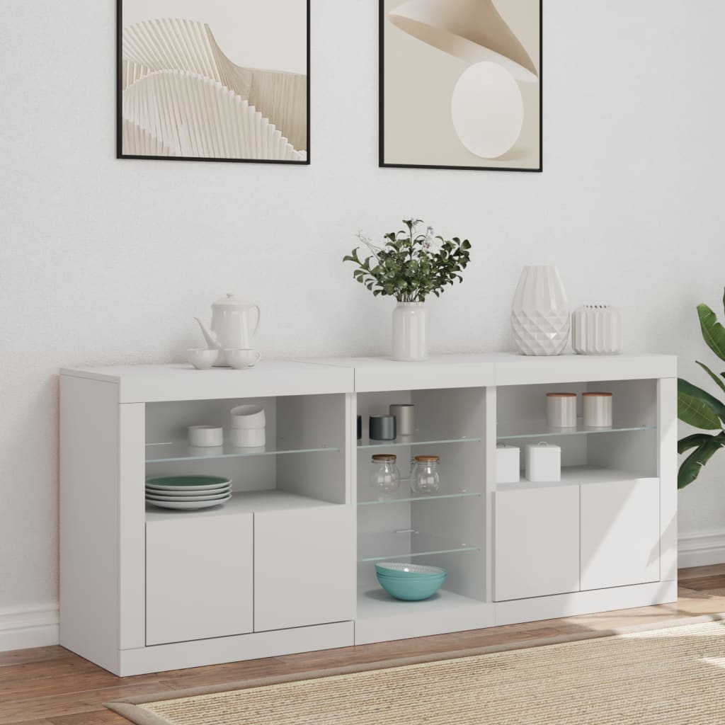 Sideboard with LED Lights 162x37x67 cm White