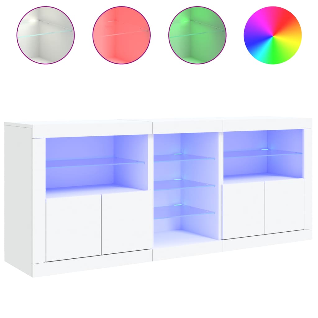Sideboard with LED Lights 162x37x67 cm White