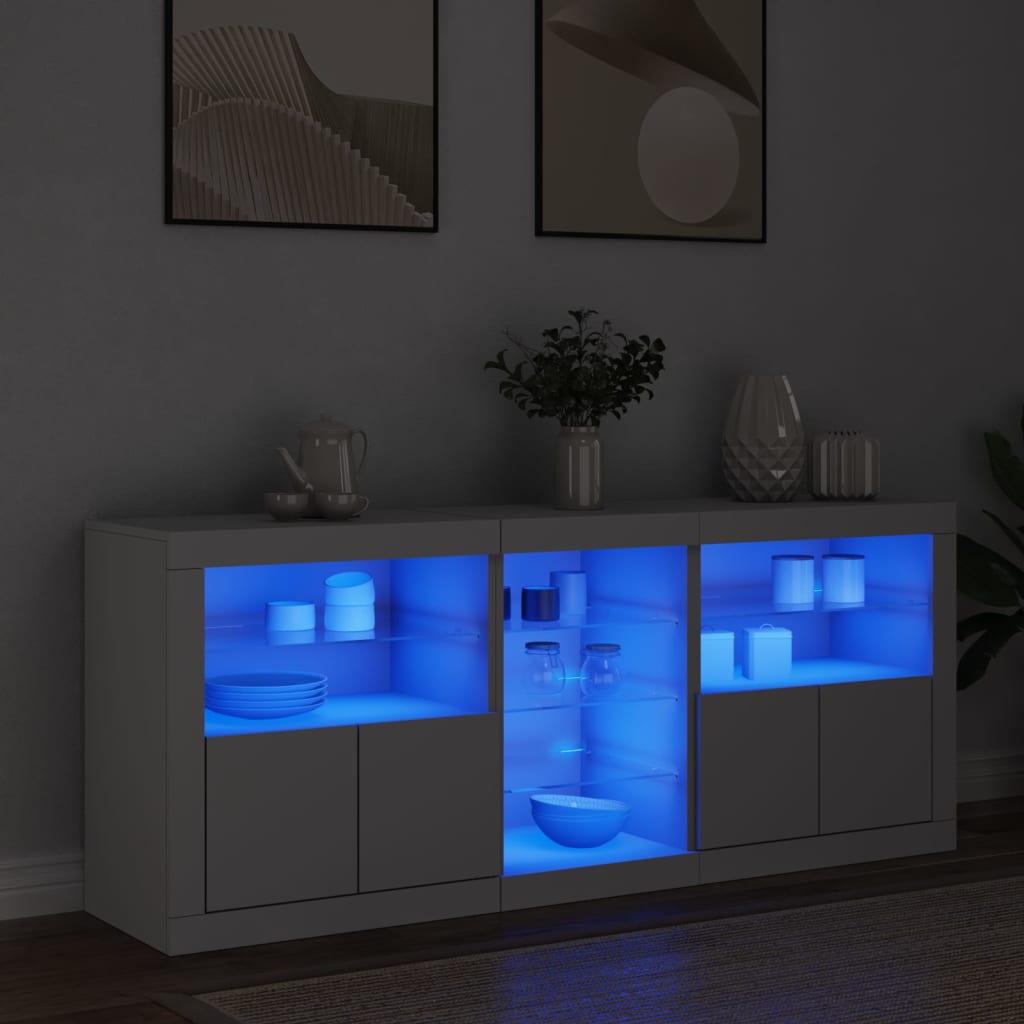 Sideboard with LED Lights 162x37x67 cm White
