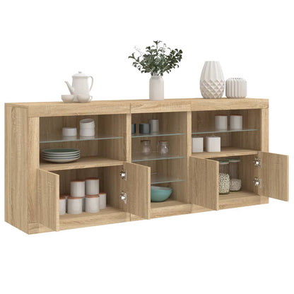 Sideboard with LED Lights 162x37x67 cm Sonoma oak