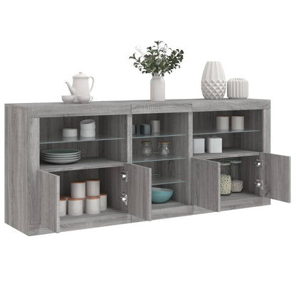 Sideboard with LED Lights 162x37x67 cm Grey sonoma