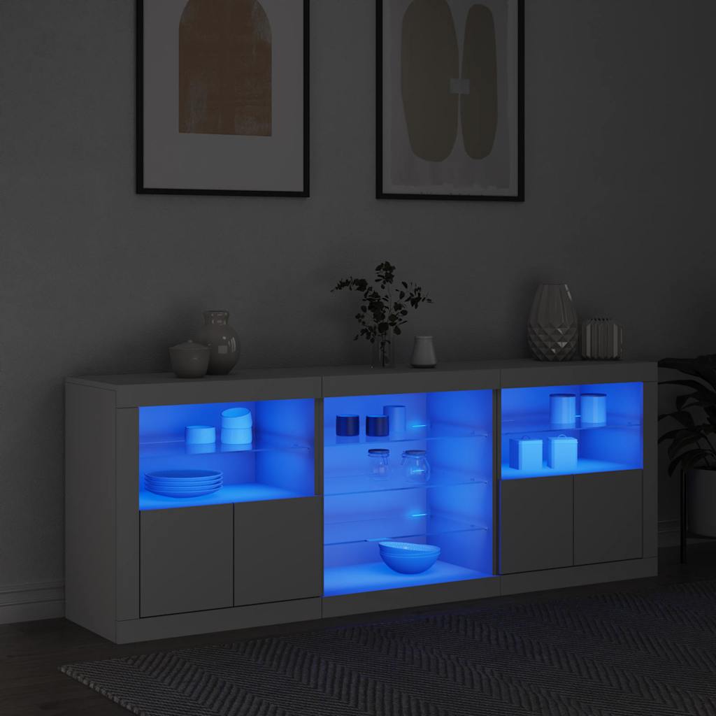 Sideboard with LED Lights 181,5x37x67 cm White
