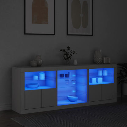 Sideboard with LED Lights 181,5x37x67 cm White