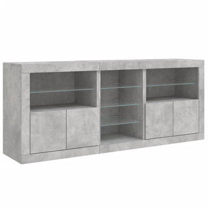 Sideboard with LED Lights 181,5x37x67 cm Concrete grey