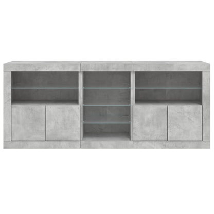 Sideboard with LED Lights 181,5x37x67 cm Concrete grey
