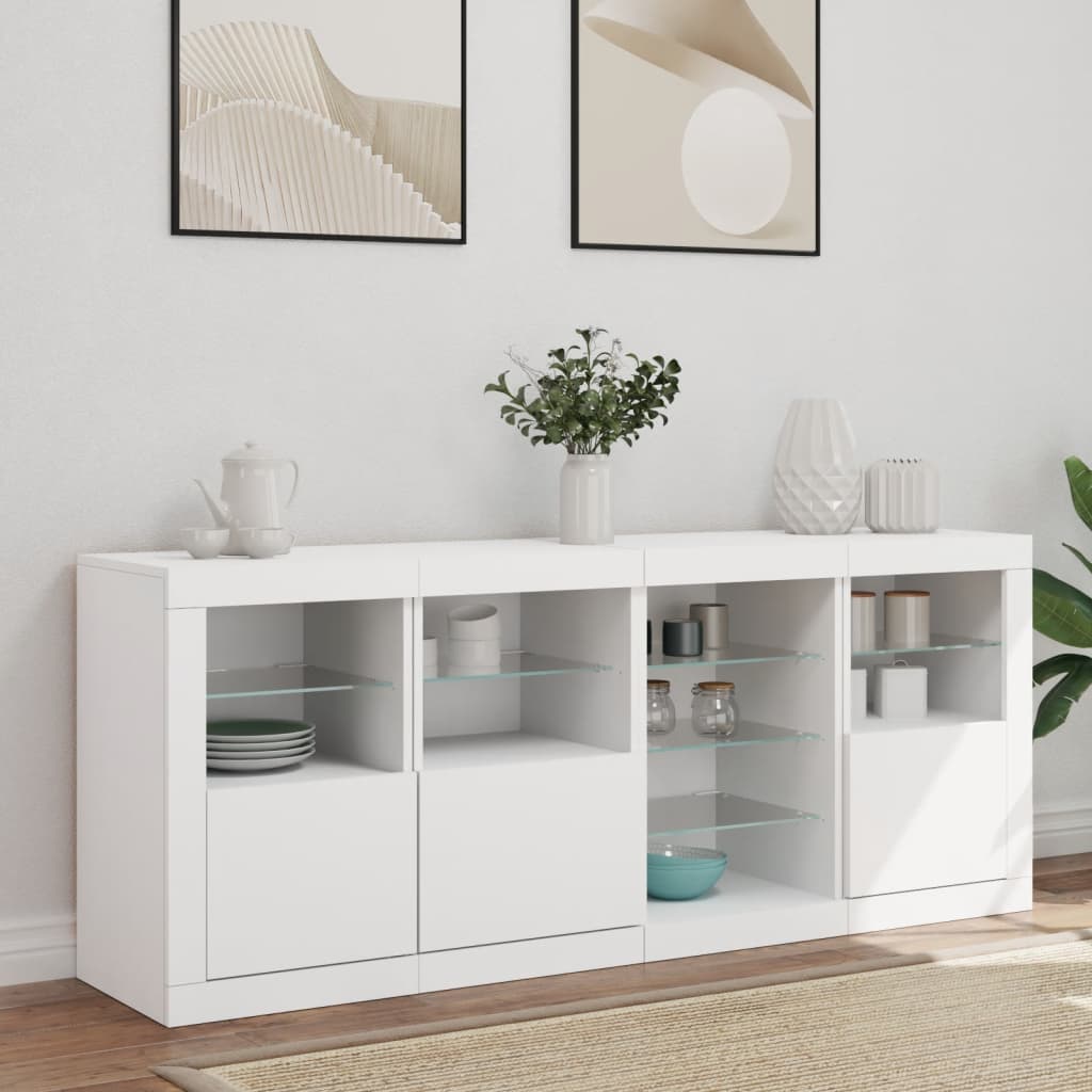 Sideboard with LED Lights 164x37x67 cm White