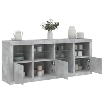 Sideboard with LED Lights 164x37x67 cm Concrete grey
