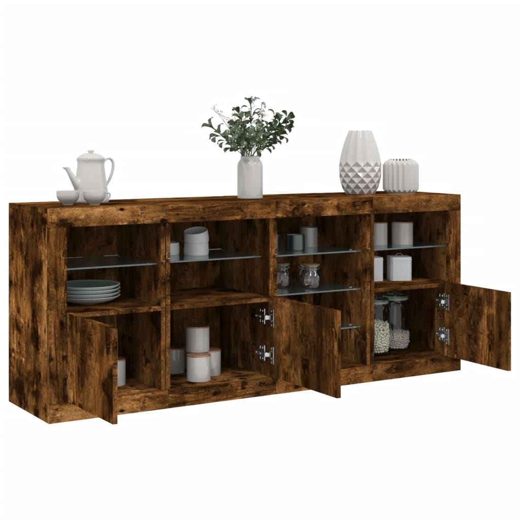 Sideboard with LED Lights 164x37x67 cm Smoked oak