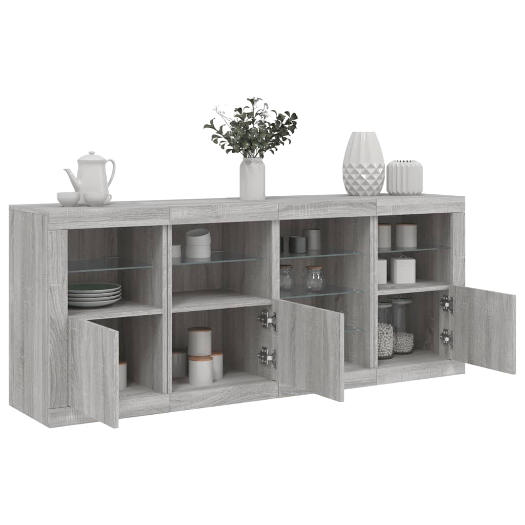 Sideboard with LED Lights 164x37x67 cm Grey sonoma