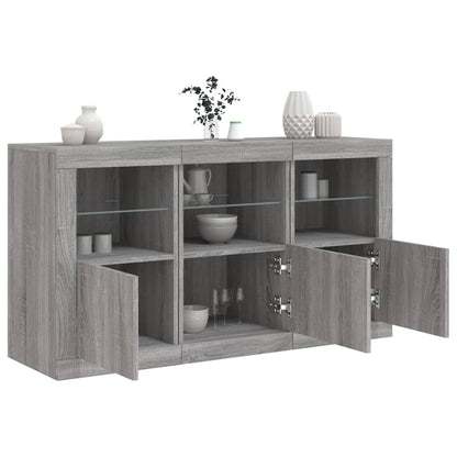 Sideboard with LED Lights 123x37x67 cm Grey sonoma