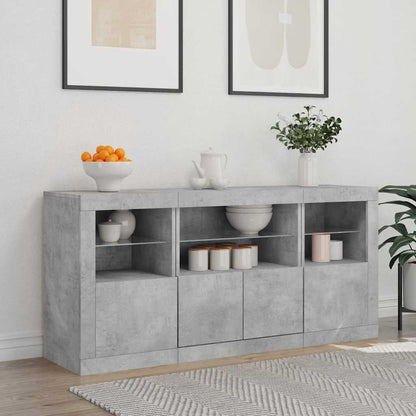 Sideboard with LED Lights 142,5x37x67 cm Concrete grey