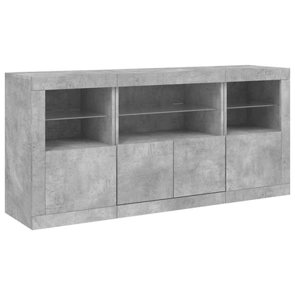 Sideboard with LED Lights 142,5x37x67 cm Concrete grey