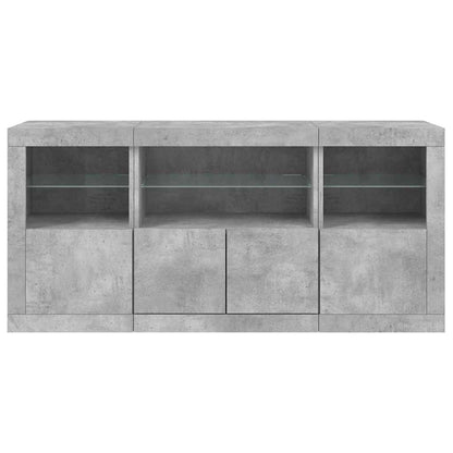 Sideboard with LED Lights 142,5x37x67 cm Concrete grey