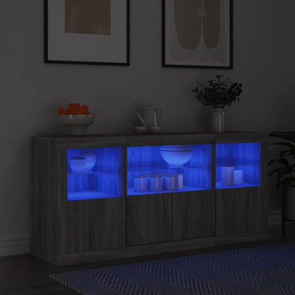 Sideboard with LED Lights 142,5x37x67 cm Grey sonoma