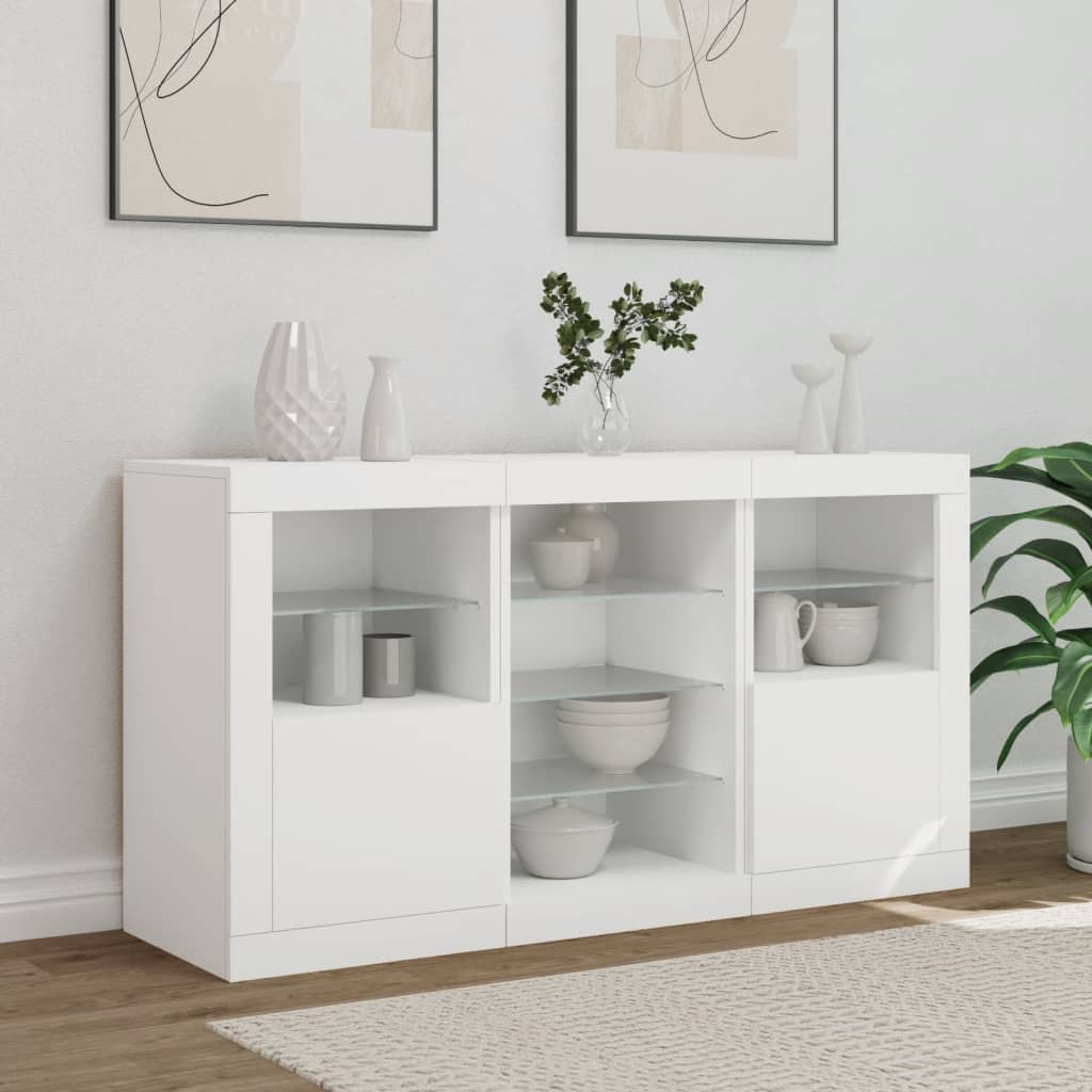 Sideboard with LED Lights 123x37x67 cm White