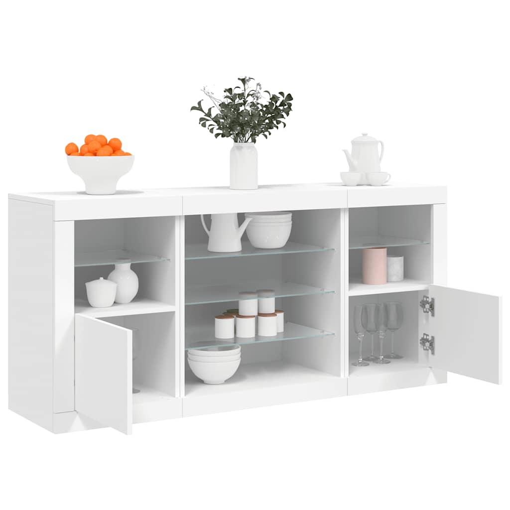 Sideboard with LED Lights 142,5x37x67 cm White