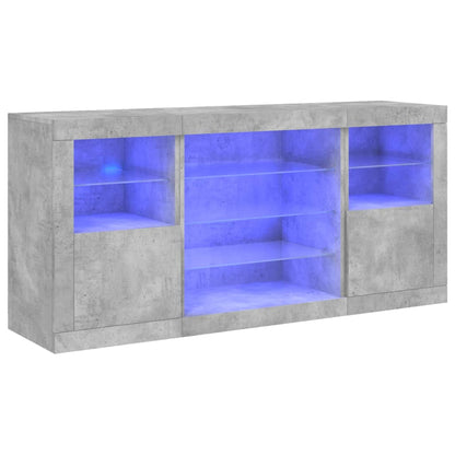 Sideboard with LED Lights 142,5x37x67 cm Concrete grey