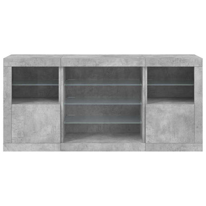 Sideboard with LED Lights 142,5x37x67 cm Concrete grey