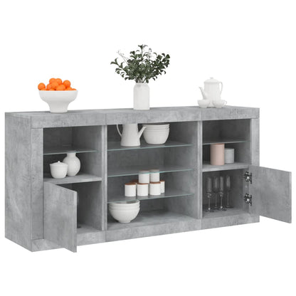 Sideboard with LED Lights 142,5x37x67 cm Concrete grey