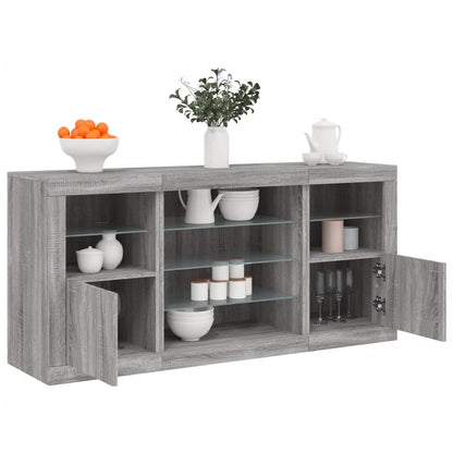 Sideboard with LED Lights 142,5x37x67 cm Grey sonoma