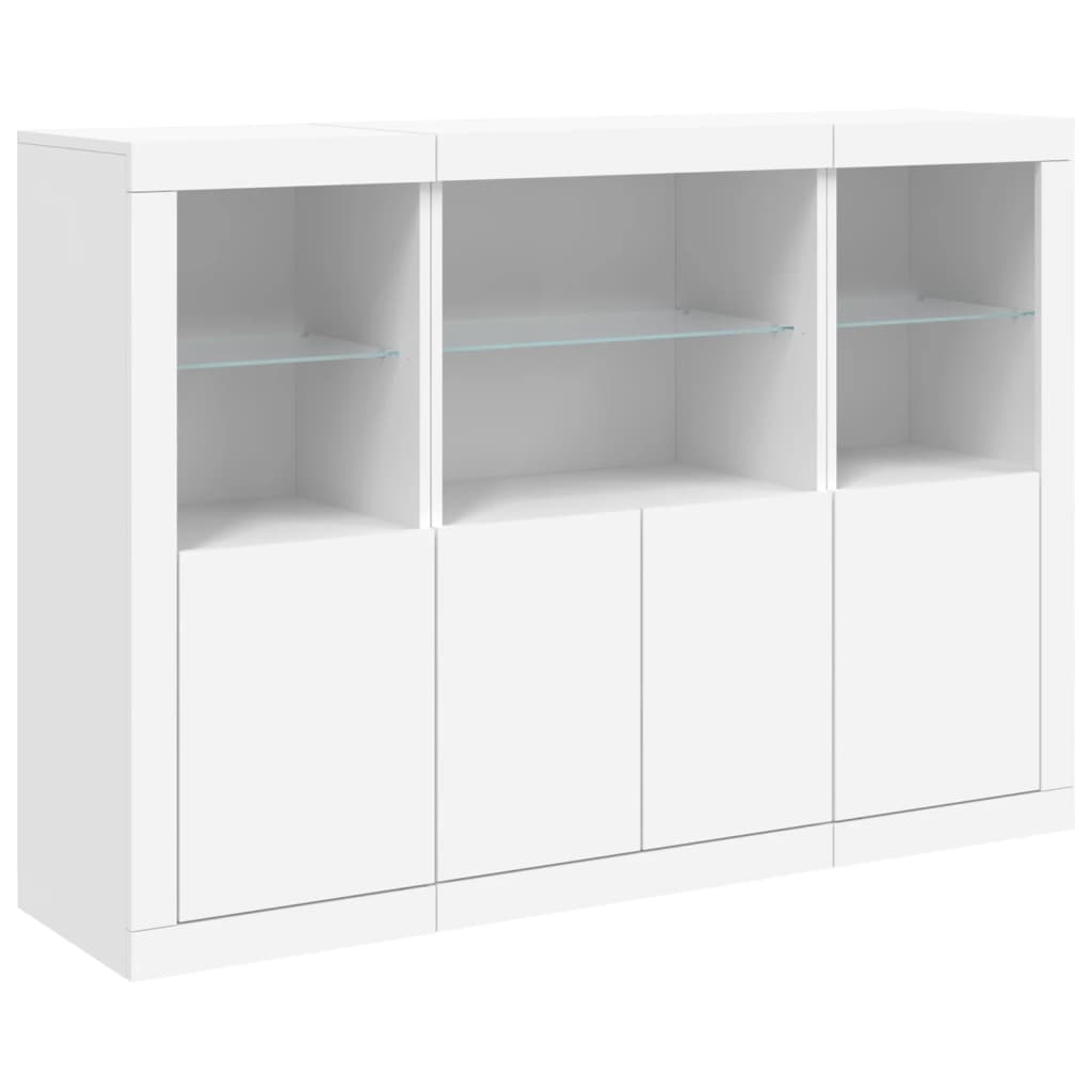 Sideboards with LED Lights 3 pcs Engineered Wood White